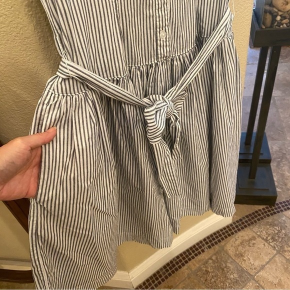 NORMAKAMALI Women Gray White Striped Buttoned Tie Waist Dress Size Large - Picture 5 of 9